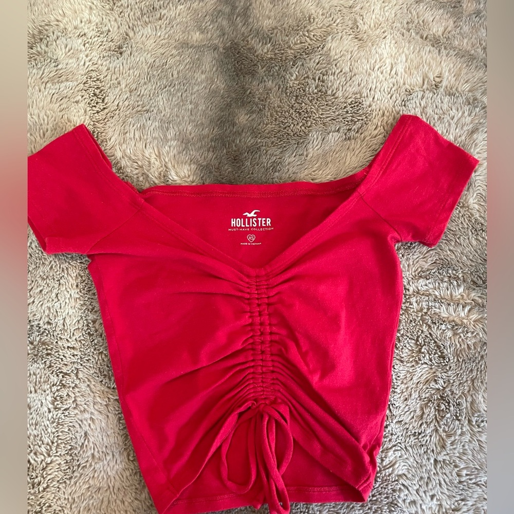 Hollister off the shoulder red tie too